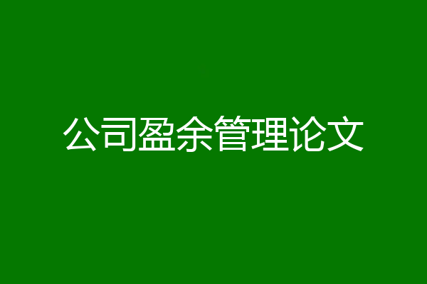 公司盈余管理论文