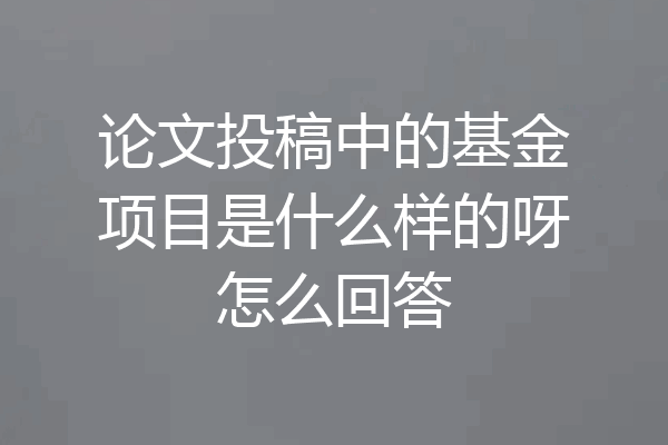 论文投稿中的基金项目是什么样的呀怎么回答