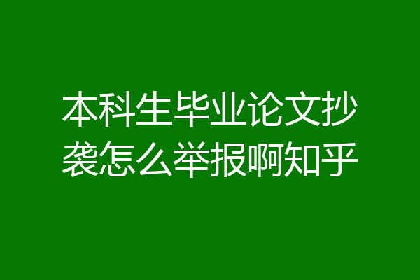 本科生毕业论文抄袭怎么举报啊知乎