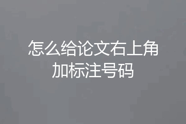 怎么给论文右上角加标注号码