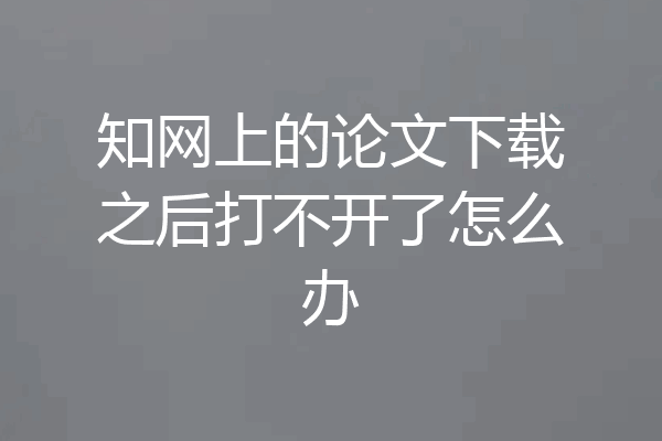 知网上的论文下载之后打不开了怎么办