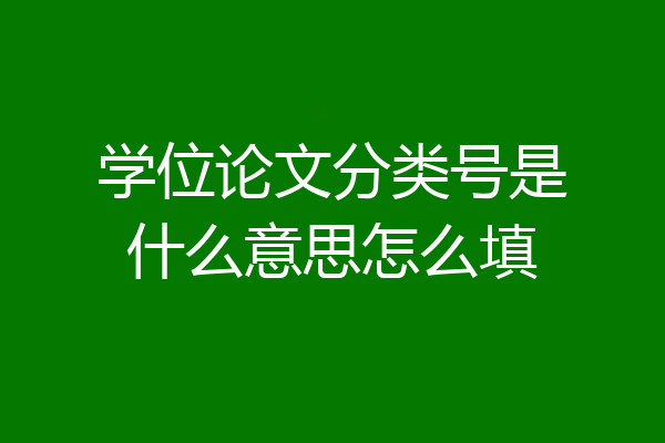 学位论文分类号是什么意思怎么填