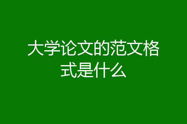 大学论文的范文格式是什么