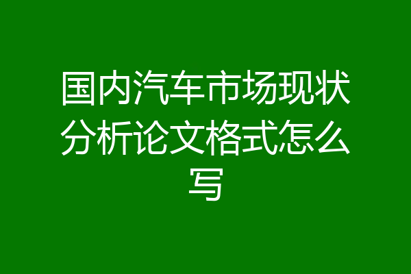 国内汽车市场现状分析论文格式怎么写