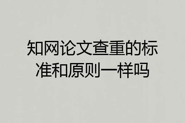 知网论文查重的标准和原则一样吗