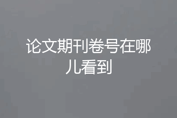论文期刊卷号在哪儿看到