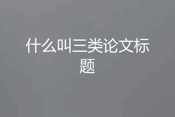 什么叫三类论文标题