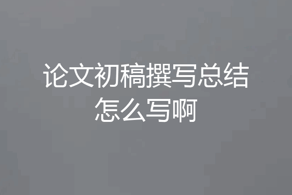 论文初稿撰写总结怎么写啊
