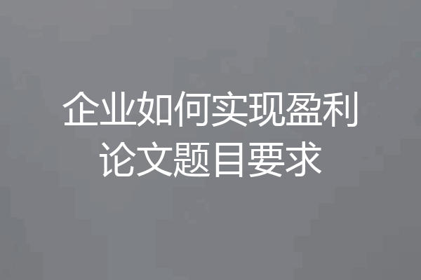 企业如何实现盈利论文题目要求