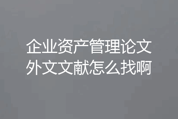企业资产管理论文外文文献怎么找啊
