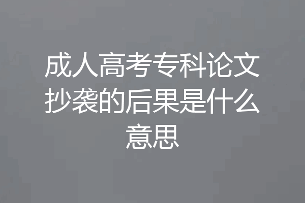 成人高考专科论文抄袭的后果是什么意思