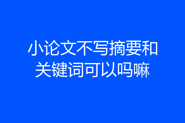 小论文不写摘要和关键词可以吗嘛