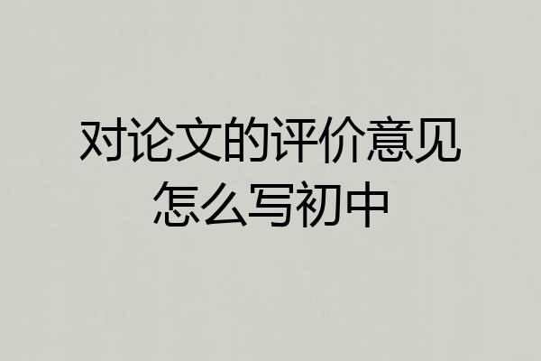 对论文的评价意见怎么写初中
