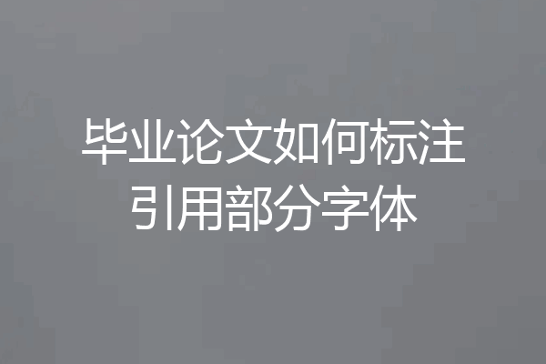 毕业论文如何标注引用部分字体