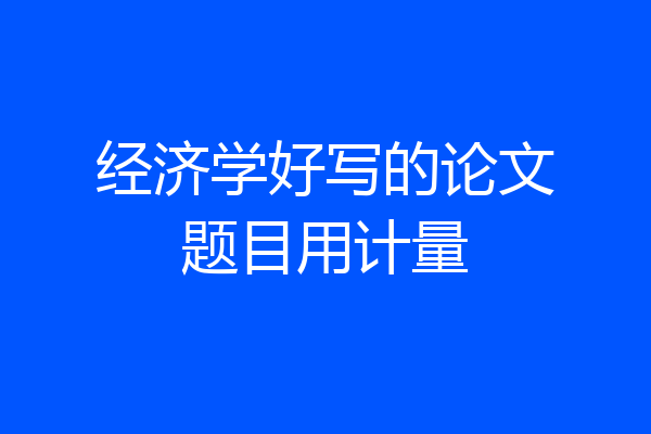 经济学好写的论文题目用计量