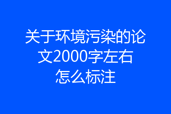 关于环境污染的论文2000字左右怎么标注