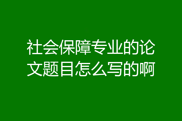 社会保障专业的论文题目怎么写的啊