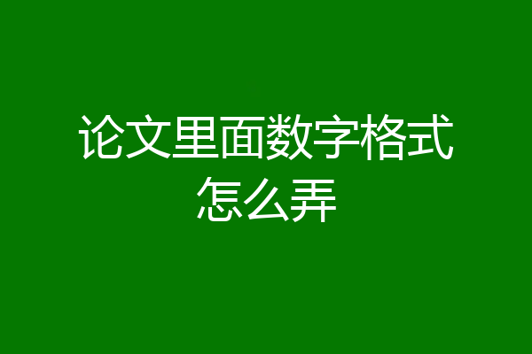 论文里面数字格式怎么弄