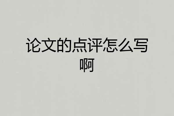论文的点评怎么写啊