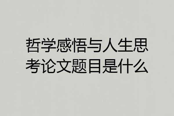 哲学感悟与人生思考论文题目是什么