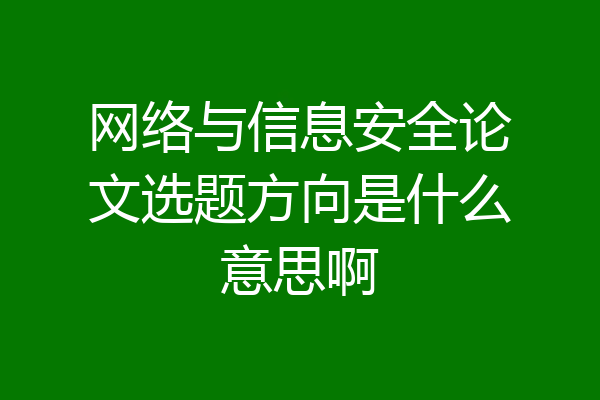 网络与信息安全论文选题方向是什么意思啊