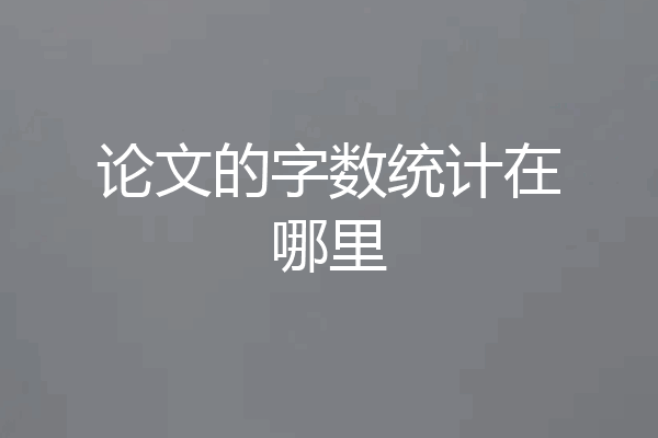 论文的字数统计在哪里