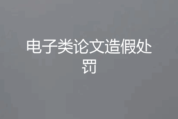 电子类论文造假处罚