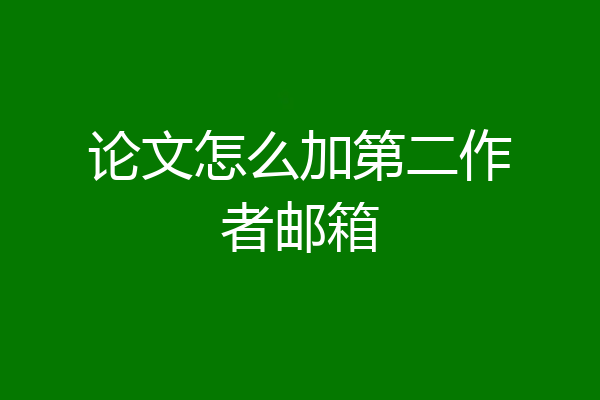 论文怎么加第二作者邮箱