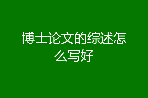 博士论文的综述怎么写好