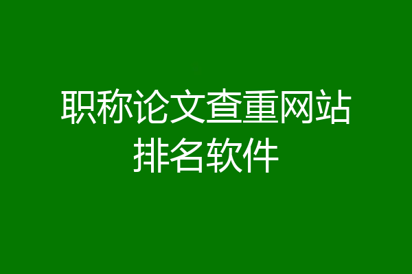 职称论文查重网站排名软件
