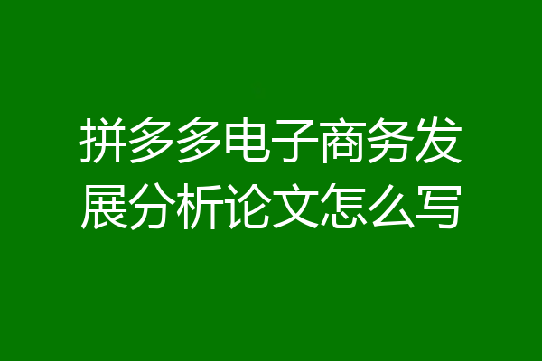 拼多多电子商务发展分析论文怎么写