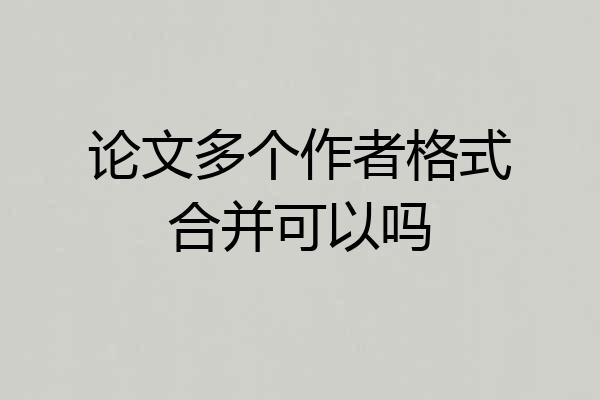 论文多个作者格式合并可以吗