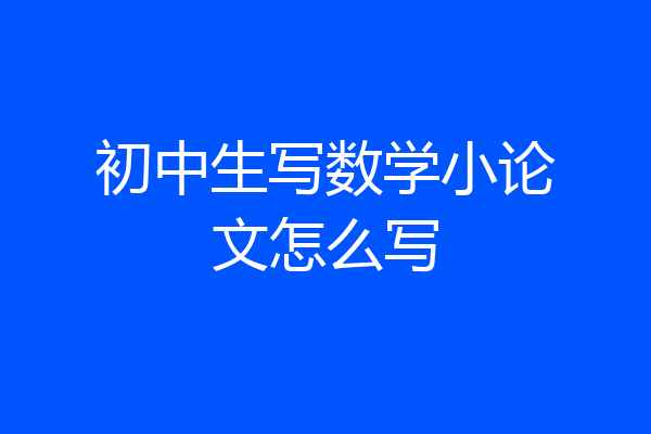 初中生写数学小论文怎么写