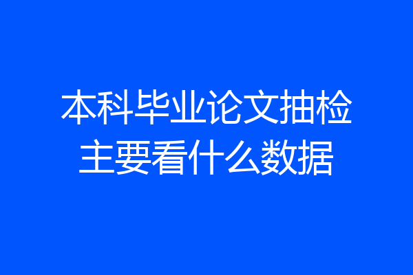 本科毕业论文抽检主要看什么数据