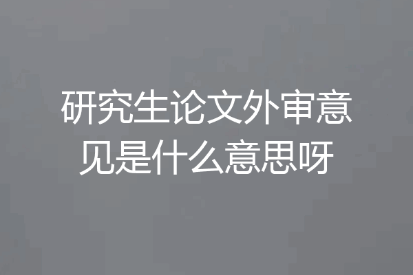 研究生论文外审意见是什么意思呀