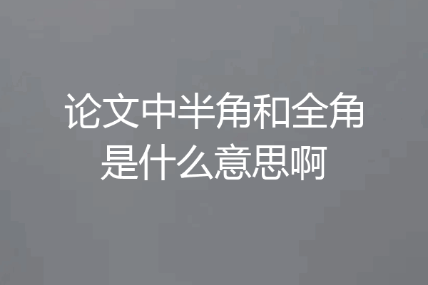 论文中半角和全角是什么意思啊
