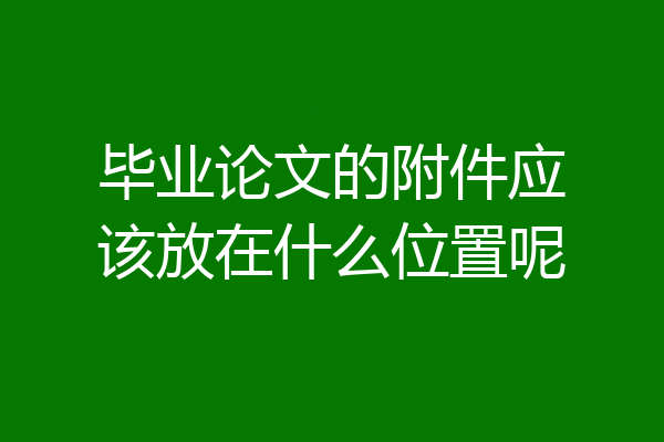 毕业论文的附件应该放在什么位置呢
