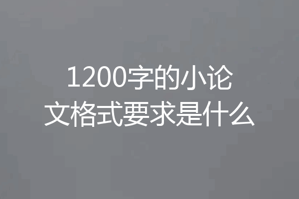 1200字的小论文格式要求是什么