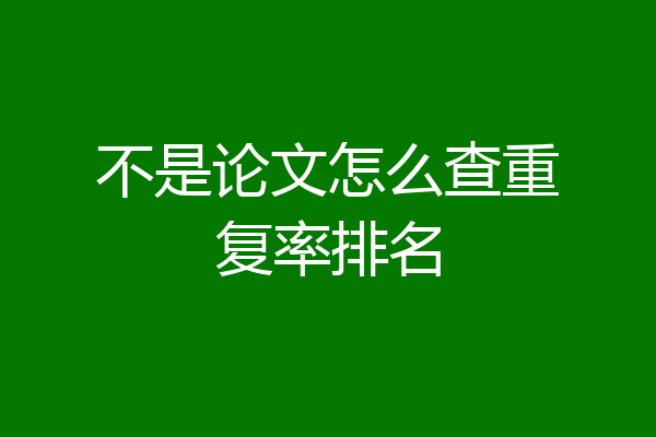 不是论文怎么查重复率排名