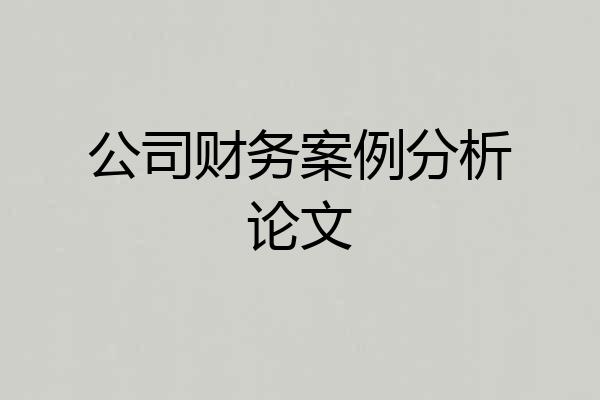 公司财务案例分析论文