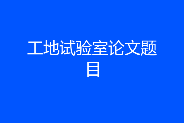 工地试验室论文题目