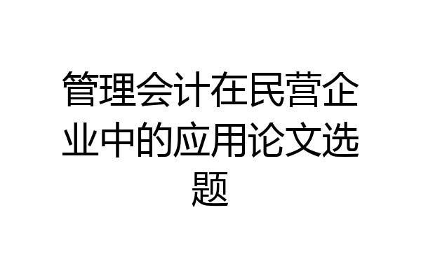 管理会计在民营企业中的应用论文选题