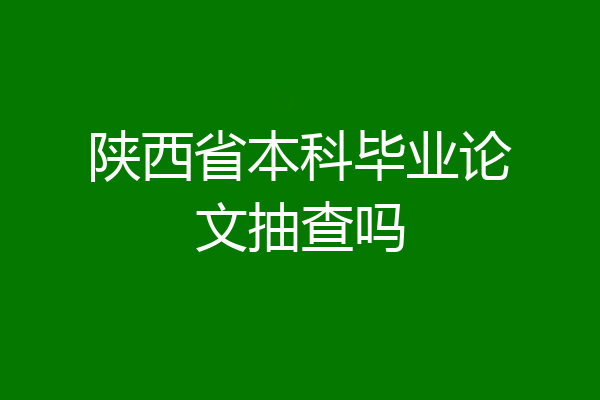 陕西省本科毕业论文抽查吗