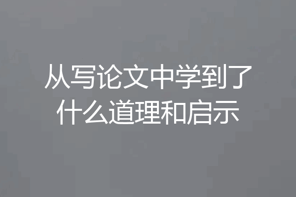 从写论文中学到了什么道理和启示