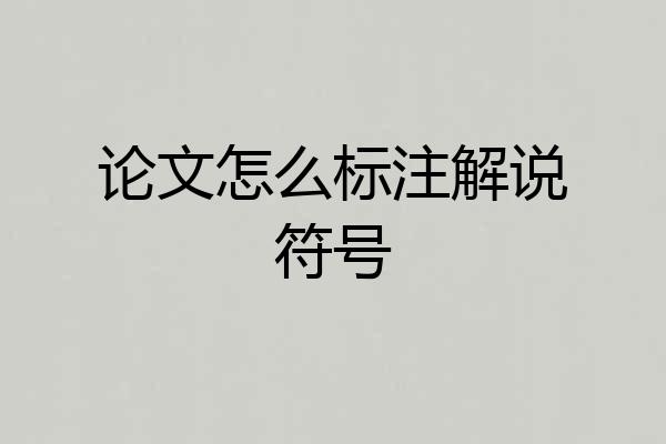 论文怎么标注解说符号