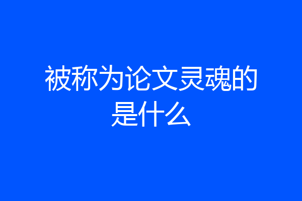被称为论文灵魂的是什么
