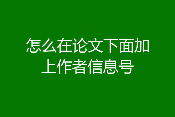 怎么在论文下面加上作者信息号
