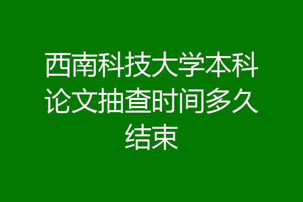 西南科技大学本科论文抽查时间多久结束