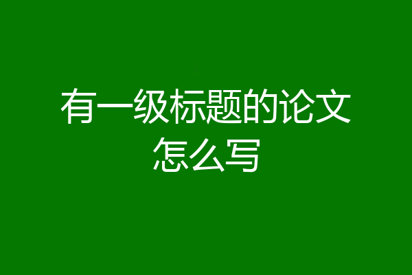 有一级标题的论文怎么写
