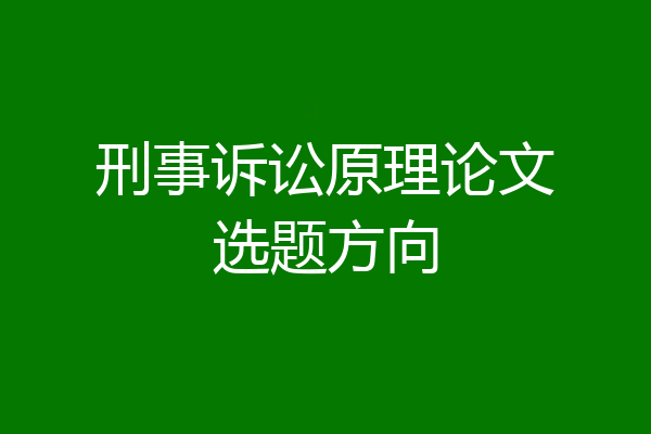 刑事诉讼原理论文选题方向